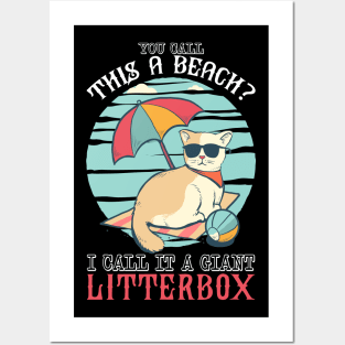 Cat Beach Giant Litterbox Cat Holiday Vacation Summer Posters and Art